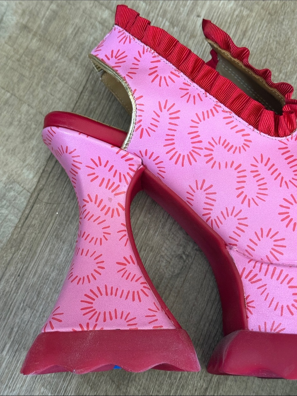 Munster Max Ruffle Lady Miss Platform Slingback Sandals Zandra Rhodes Size 10 - Picture 8 of 10